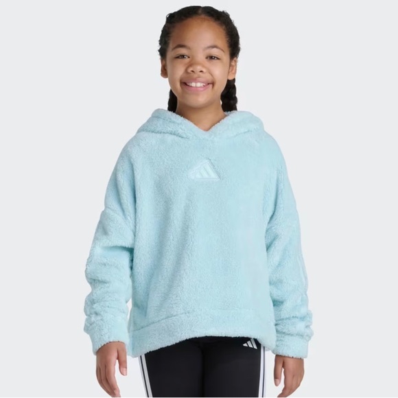adidas Other - adidas Girls' Plush Light Blue Hooded Pullover nwt M(10-12)